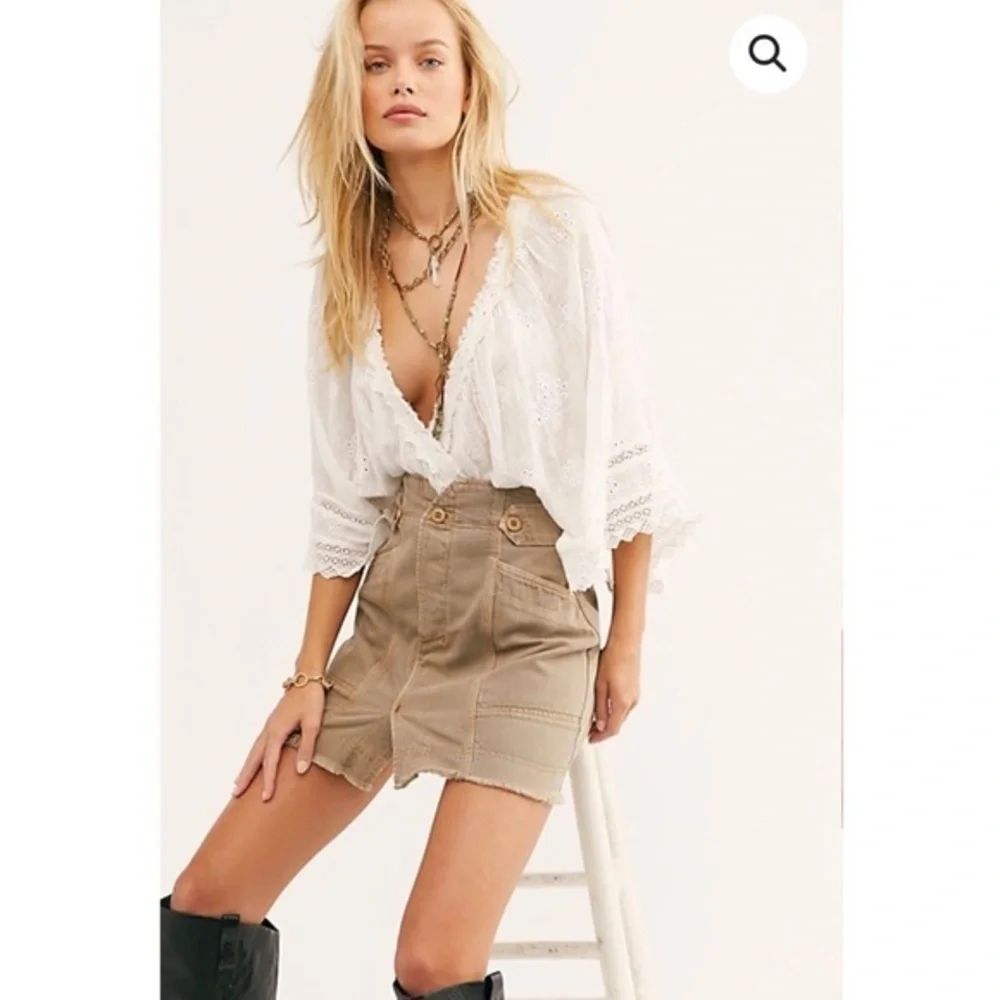 Free People Alpha Utility Mini Skirt in Willow